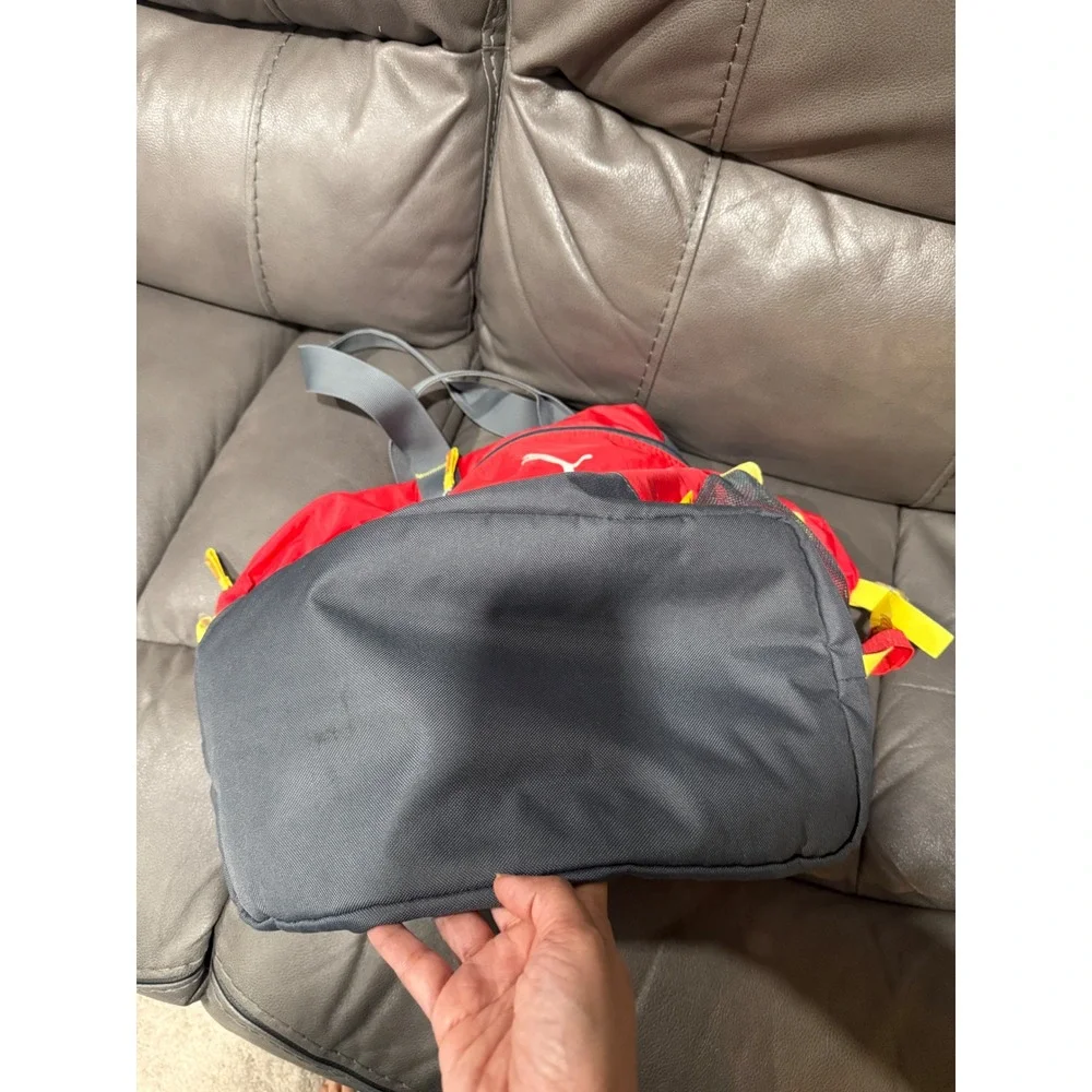 Puma Sportlifestyle Duffel Bag Red Grey Yellow Athletic Gym Travel Carryall
